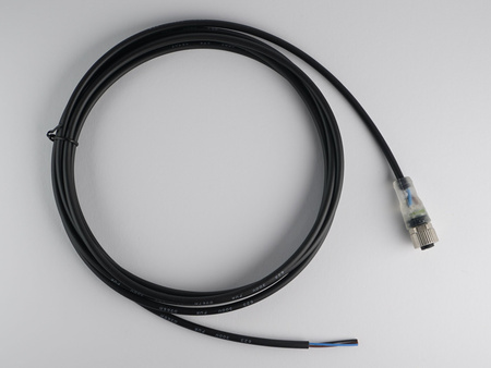 Kabel przyłączeniowy M12 4 pin żeński prosty, dioda led, przewód PVC 3 m z otwartymi końcówkami