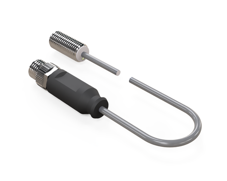 Czujnik indukcyjny M8 L=18 mm przewód 0,3 m wtyczka M8 NPN NO Sn = 1 mm