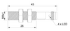 Czujnik indukcyjny M8 L=45 mm wtyczka M8 PNP NC Sn = 4 mm