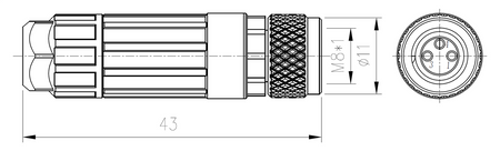 P8-3S - 14 - M8 3-Pin Female Straight Connector – for industrial sensors and automation systems