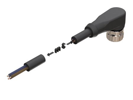 NXOC08081103 - 5 - Anschlusskabel M8 3 pin Buchse gewinkelt, Kabel PVC 3 m mit offenen Enden