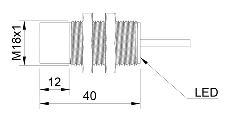 Inductive sensor M18 40 mm cable 2m PNP NO & NC Sn = 20 mm