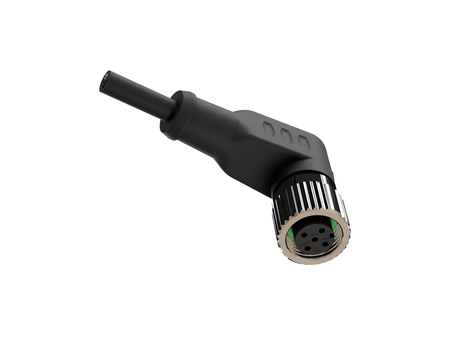 NXOC12341103 - 5 - Csatlakozókábel M12 4 pin anya könyök, kábel PVC 3 m nyitott végekkel