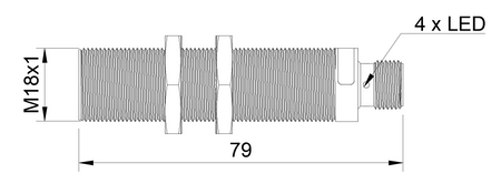 Czujnik indukcyjny M18 dla spawalnictwa 79 mm wtyk M12 PNP NC Sn = 5 mm