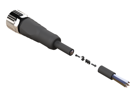 NXOC12221203 - 3 - Anschlusskabel M12 4 pin Buchse gerade, Kabel PUR 3 m mit offenen Enden