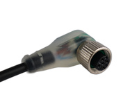 Kabel przyłączeniowy M12 4 pin żeński kątowy, dioda led, przewód PUR 3 m z otwartymi końcówkami