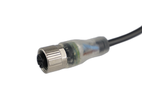 Kabel przyłączeniowy M12 4 pin żeński prosty, dioda led, przewód PUR 3 m z otwartymi końcówkami