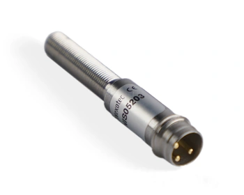 Indukčný snímač M5 L=40 mm konektor M8 PNP NO Sn = 0,8 mm
